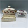 Image 2 : 3pc German Porcelain Floral Vanity Box Set