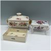 Image 3 : 3pc German Porcelain Floral Vanity Box Set