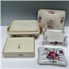 Image 4 : 3pc German Porcelain Floral Vanity Box Set