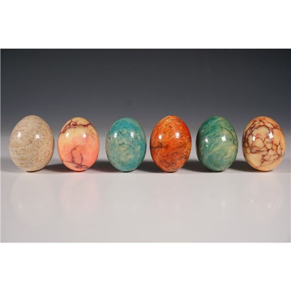 6pc Polished Stone Egg Collection, Assorted Colors