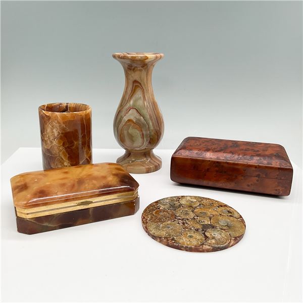 5pc Polished Stone and Fossil Home Decor Collection