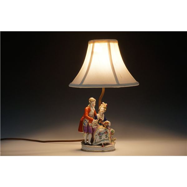 Sitzendorf Porcelain Figural Table Lamp, Courting Couple