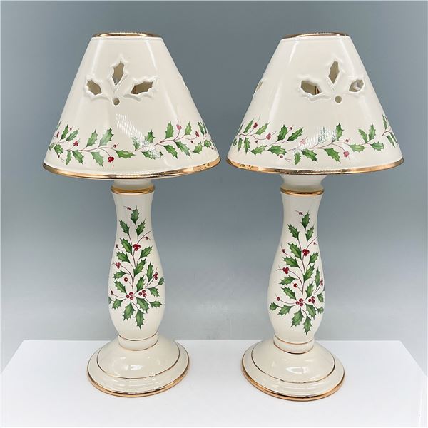 4pc Lenox Holiday Candle Lamps w/Shades