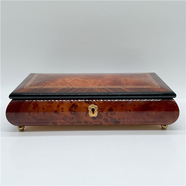 Italian Burl Wood Music Box, "You Are My Sunshine"