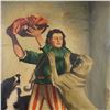 Image 2 : After Otto Bache, Original Oil on Canvas, Boy Feeding Dogs