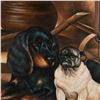 Image 2 : After Otto Bache, Original Oil on Canvas, Spaniel and Pug