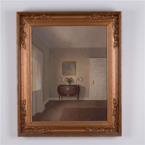 Carl Birkso, Antique Oil on Canvas, Interior, Signed