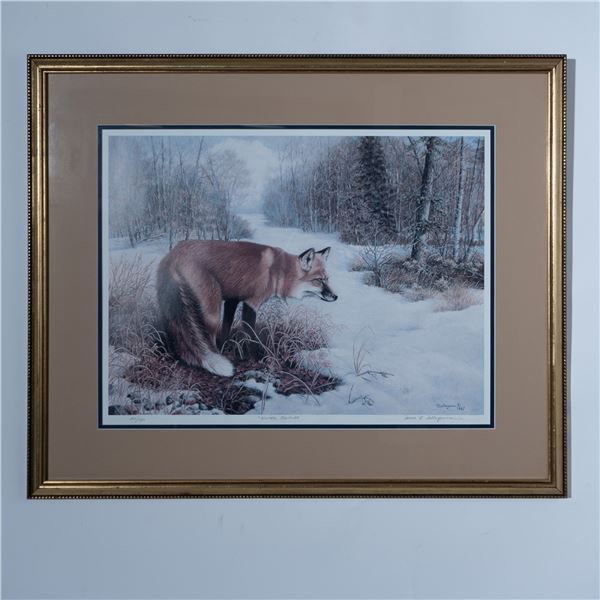 Donna L. Dellaganna, Original Color Lithograph, Fox, Signed