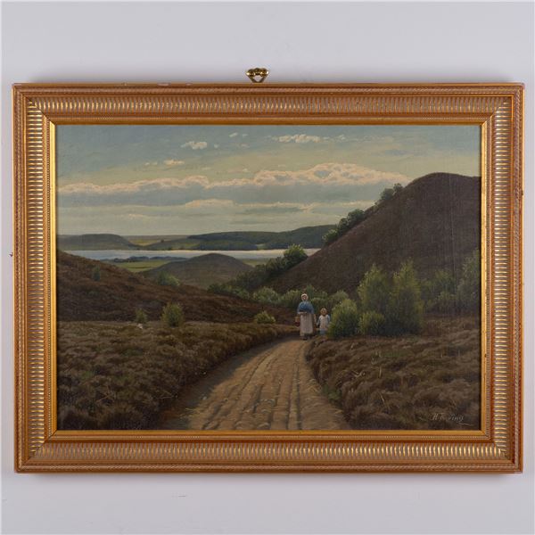 H. Thoring, Oil on Canvas, At The Moor, Signed