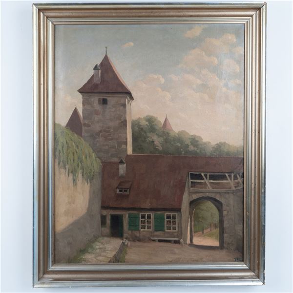 H. Thoring, Oil on Canvas, Gate at Rothenburg, Signed