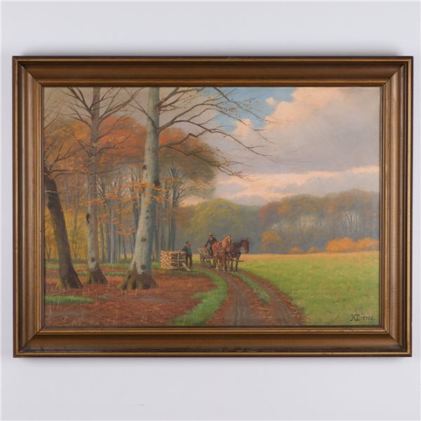 Kai Jeppe Drews, Oil on Canvas, Farming Landscape, Signed