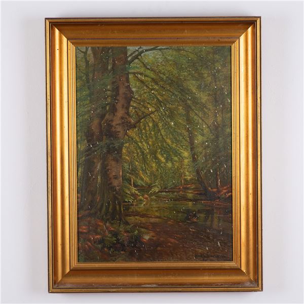 Laurits Frederiksen, Antique Woodland Landscape, Signed