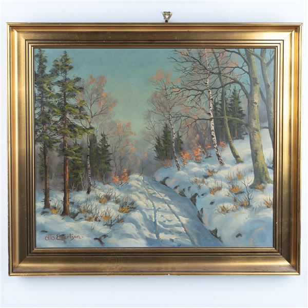 Otto Eilertsen, Original Oil on Canvas, Winter Scene Signed