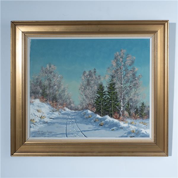 Otto Eilertsen, Original Oil on Canvas, Winter Scene Signed