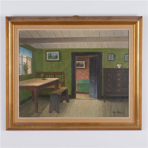 Paul Ronne, Oil on Canvas, Danish Interior Scene, Signed