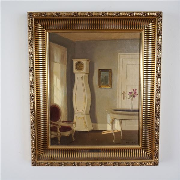 Paul Ronne, Oil on Canvas, Scandinavian Interior, Signed