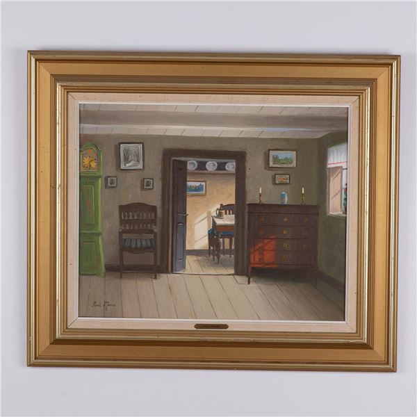 Paul Ronne, Oil on Canvas, Serene Interior, Signed