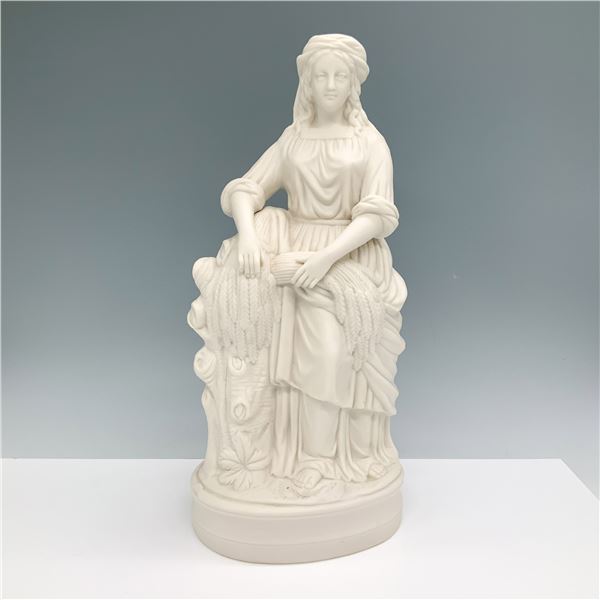 Bisque Porcelain Figurine, Woman with Wheat Sheaf