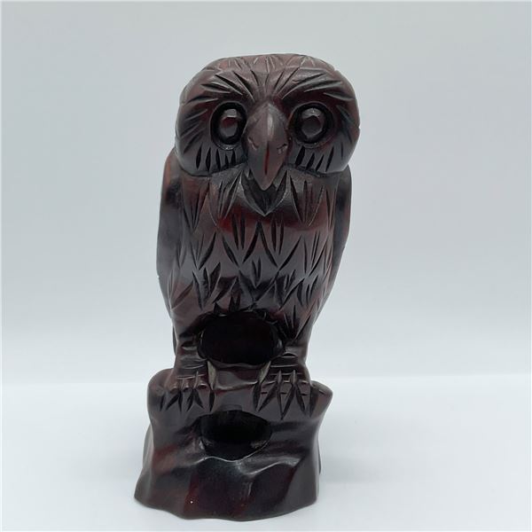 Hand-Carved Wooden Owl Figurine