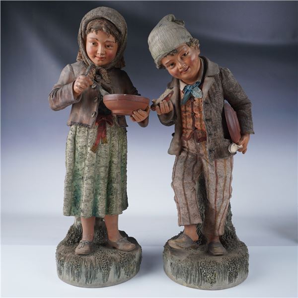2pc Vintage Ceramic Statues of Children