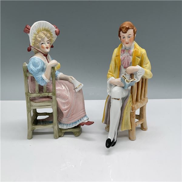 2pc Porcelain Figurine Set, Regency Style Couple