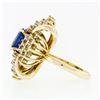 Image 7 : Large Vintage 14k Gold 6.24 ctw GIA Oval Ceylon Sapphire & Diamond Cocktail Ring