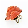 Image 6 : Antique Victorian 14k Yellow Gold GIA Rose Carved Natural Coral Bar Pin Pendant