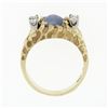 Image 8 : Unisex Vintage 14K Yellow Gold Oval Cabochon Star Sapphire & Diamond Nugget Ring
