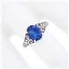Image 3 : NEW 14k White Gold 1.91 ctw Violet Blue Oval Tanzanite w/ Open Work Sides Ring
