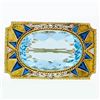 Image 1 : Antique Edwardian 18K Gold Large Oval Triangular Blue Stone & Diamond Brooch Pin