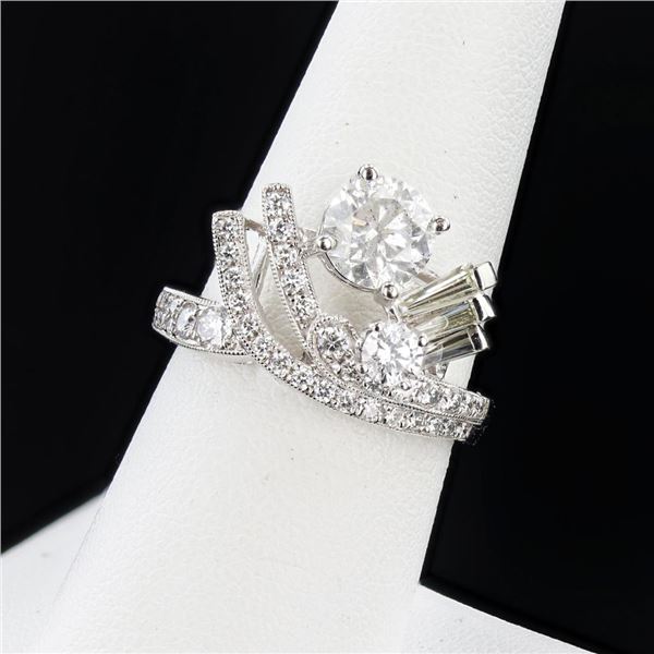 1.23 ctw H COLOR SI3 CLARITY CENTER Diamond Platinum Ring (2.22 ctw Diamonds)