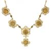 Image 7 : Antique 14K Gold 21.40 ctw GIA Brownish Yellow Zircon Open Filigree Work Necklac