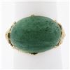 Vintage 14K Gold Oval Cabochon Cut Green Stone Twisted Wire Open Work Band Ring