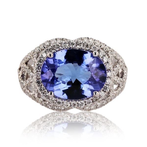 4.26 ctw Tanzanite and 0.93 ctw Diamond 14K White Gold Ring