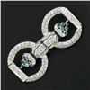 Image 2 : Antique Art Deco Platinum 2.25 ctw Diamond Emerald Sapphire Floral Pin Brooch