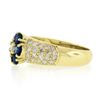 Image 6 : Fancy 18k Yellow Gold 1.71 ctw Sapphire & Diamond Cluster Flower Wide Band Ring