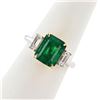 Image 3 : 3.36 ctw Emerald and 0.44 ctw Diamond Platinum/18K White and Yellow Gold Ring