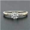 Image 2 : Antique Art Deco 18k White Gold 0.55 ctw European Diamond Solitaire & Accent Rin