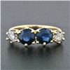 Image 2 : Vintage 14k Yellow Gold 2.16 ctw 6 Prong Round Blue Sapphire & Diamond Band Ring
