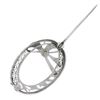 Image 3 : Antique Art Deco 14k White Gold Diamond Filigree Oval Wreath w/ Bow Brooch Pin