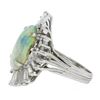 Image 6 : Vintage White Gold Oval Cabochon Opal & Diamond Ballerina Halo Cocktail Ring