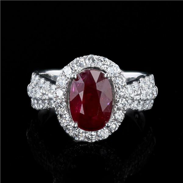 3.06 ctw Ruby and 1.15 ctw Diamond Platinum Ring (GIA CERTIFIED)