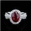 Image 1 : 3.06 ctw Ruby and 1.15 ctw Diamond Platinum Ring (GIA CERTIFIED)