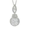 Image 2 : Solid 18k White Gold 1.0 ctw Round Diamond Cluster Pendant & 16" 14k Cable Chain
