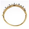 Image 8 : Vintage 14K TT Gold 1.50 ctw Diamond & Sapphire Open Flower Hinged Bangle Bracel