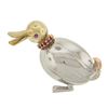 Retro Solid 14K Tri Gold 3D Duck Bird Pin Brooch w/ 0.20 ctw Round Brilliant Rub