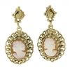 Image 1 : Vintage 14k Gold Fine Carved Shell Cameo W/ Twisted Wire Frame Dangle Earrings