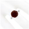 Image 3 : Vintage Platinum 4.29 ctw Round Garnet & Baguette Diamond 3 Stone Engagement Rin