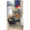 Image 2 : ULINE 2 TIER STAINLESS STEEL H7565 COMMERCIAL PREPARATION TABLE WITH ASSORTED FIRST AID EQUIPMENT