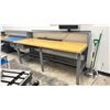 Image 2 : ULINE WOODEN TOP 96"W X 35"D X 50"H ADJUSTABLE METAL LEG TECH TABLE WITH RISER, KEYBOARD